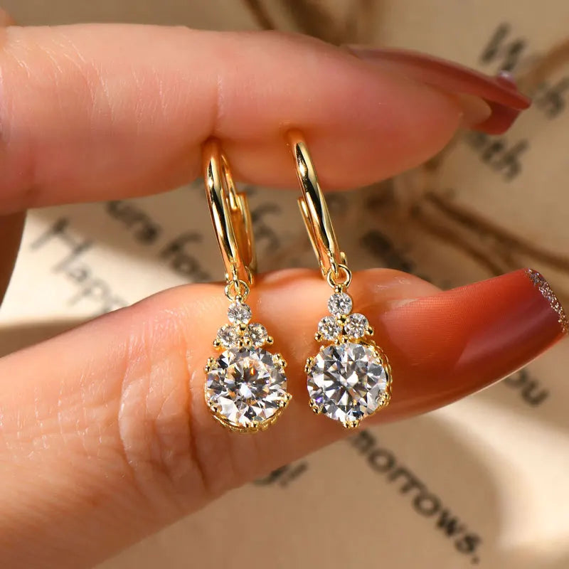 Anziw 2CT 1CT D Color Moissanite Dangle Drop Earrings for Women 925 Silver Elegant Wedding Engagement Earrings with Certificate