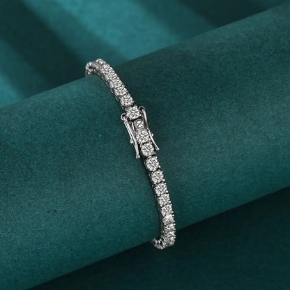 Anziw 3mm D Color VVS1 Moissanite Bracelet Original Certified 925 Silver Tennis Bracelets 18k Gold Plated for Women Man Jewelry