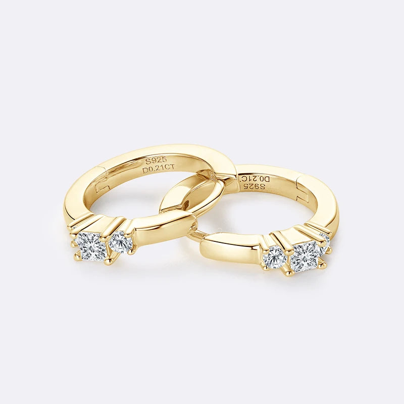 Real Moissanite Mini Hoops Earrings 925 Sterling Silver for Women Men D Color 2.5mm Simple Single Diamond Earrings Fine Jewelry