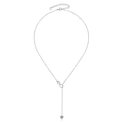 Anziw 925 Silver Infinity Necklace for Women 6.5mm D Color Moisasnite Pendant Y Shape Necklaces Anniversary Wedding Jewelry Gift
