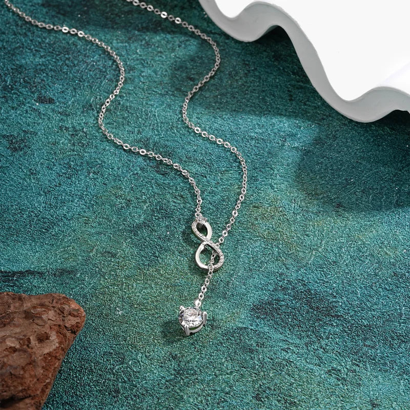 Anziw 7x10mm 2ct Pear Cut Moissanite Infinity Pendant Necklace for Women 925 Sterling Silver Adjustable Chain Fine Jewelry Gift