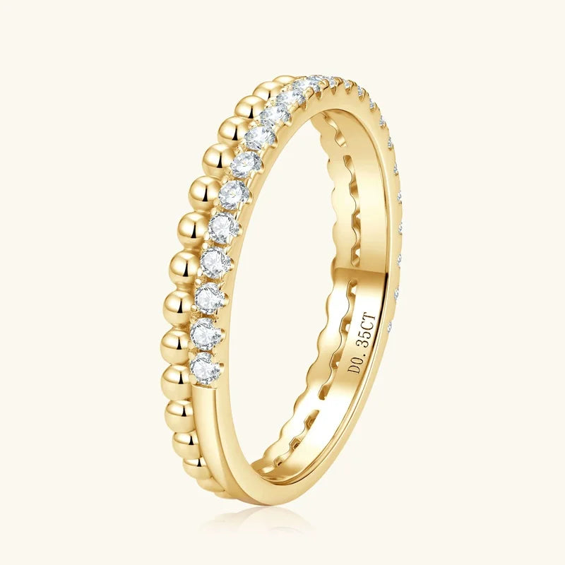 Anziw 1.5mm D Moissanite Half Eternity Ring 925 Sliver Double Hoops Rings Finger Bands for Women Trendy Jewelry Valentine's Gift