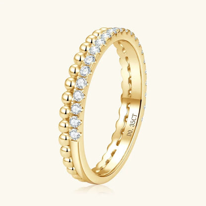 Anziw 1.5mm D Moissanite Half Eternity Ring 925 Sliver Double Hoops Rings Finger Bands for Women Trendy Jewelry Valentine's Gift