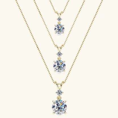 Anziw 1CT 2CT 3CT Moissanite Pendant Necklace for Women 925 Silver Adjustable Chain Sparking Two Stones Necklaces Gift Valentine