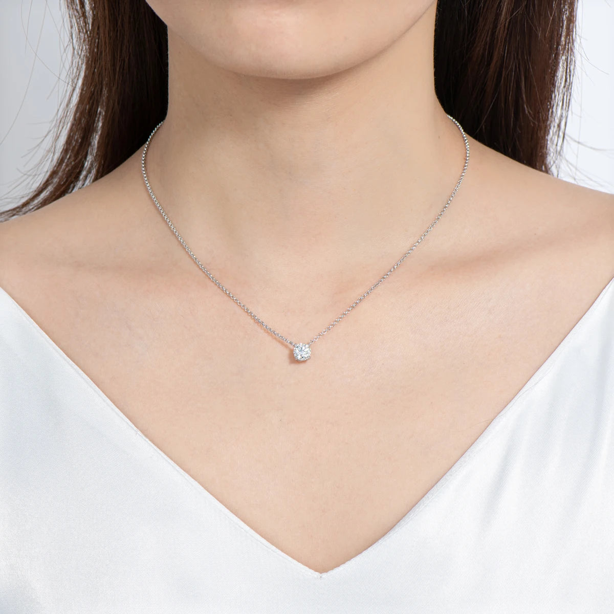 Anziw Original 3CT 1CT 2CT Moissanite Necklace Real 925 Silver Chain 6.5-9mm Solitaire Pendant Necklaces For Women Jewelry Gifts
