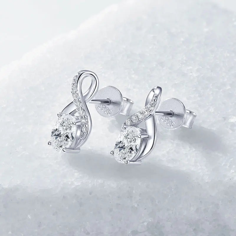 Oval Cut 3.0cttw D Moissanite Jewelry Set for Women 925 Silver 2ct Infinity Pendant Necklace 0.5ct Stud Earrings Sets 2025 Gifts