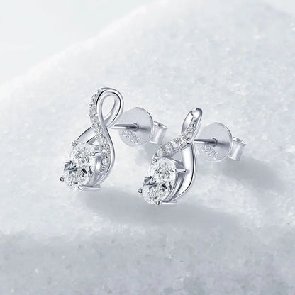 Oval Cut 3.0cttw D Moissanite Jewelry Set for Women 925 Silver 2ct Infinity Pendant Necklace 0.5ct Stud Earrings Sets 2025 Gifts