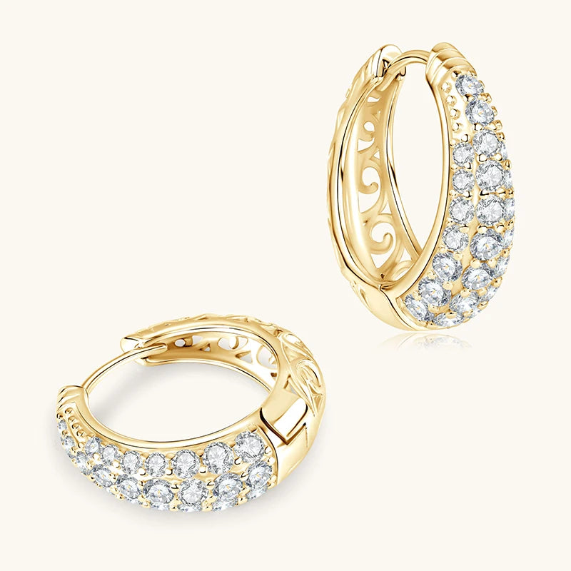 Anziw Original 925 Silver Sterling Hoops Luxury Earrings Jewelry 1.5CTTW.  D Round Moissanite Earrings for Women Wedding Party