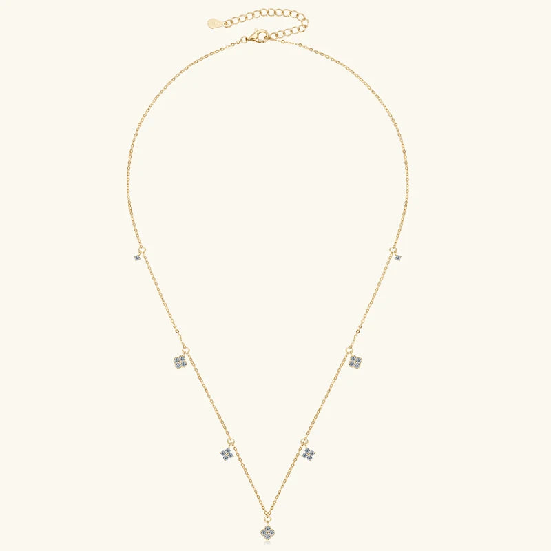 Anziw 3mm D Moissanite Jewelry Set Clover Flower Pendant Necklace Earrings Bracelet 3 in 1 Sets for Women 925 Silver Charm Gifts