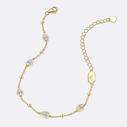 Anizw Teardrop Waterdrop Moissanite Bracelets for Women 925 Silver Certified Pear-shaped Cut Lab Diamond Hand Jewelry 2025 Trend