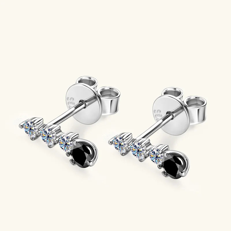 Anziw 0.38CTTW. Black &White Moissanite Drop Stud Earrings for Women Real 925 Silver Anti-allergy Fine Jewelry Gifts 2025 New