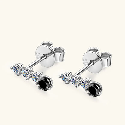 Anziw 0.38CTTW. Black &White Moissanite Drop Stud Earrings for Women Real 925 Silver Anti-allergy Fine Jewelry Gifts 2025 New