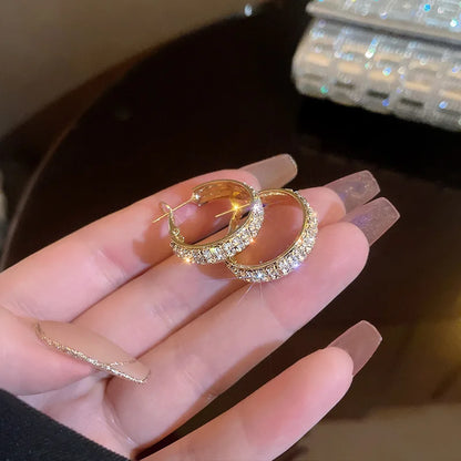 Anziw Real S925 Silver Full Moissanite Earrings Hoop 2024 Fashion Sparking Clip Earrings Wedding Valentine Gift for Women Korean