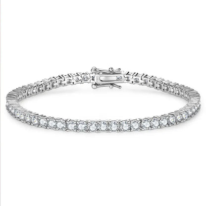 Anziw 925 Sterling Silver Plated 14K Gold Tennis Bracelet 3mm 5mm D VVS1 Round Moissanite Bracelets for Women Men Couples Gifts