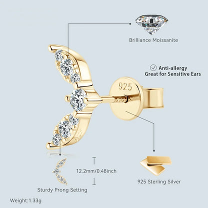 Anziw Cute Mini Moissanite Stud Earrings 100% Silver 925 Sterling Earrings Piercing Ear for Women Fine Jewelry with Certificate