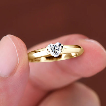 Anziw Rose Gold Color 0.5ct Heart Shaped Moissanite Solitaire Engagement Ring Silver 925 for Women Promise Wedding Bands Jewelry