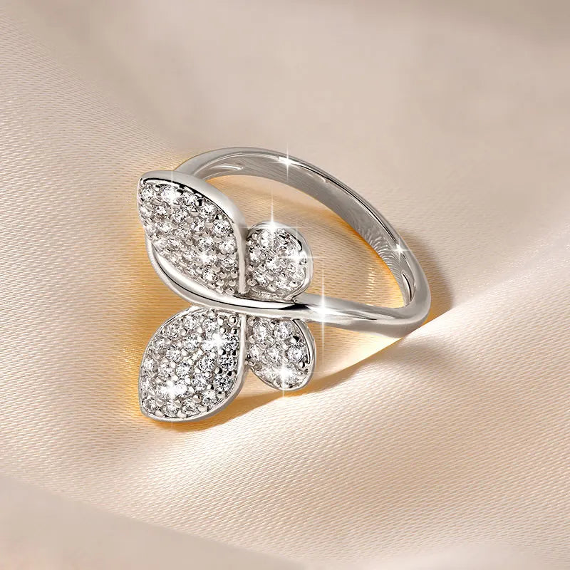 Anziw 2026 New Tendy Cubic Zirconia For Women Butterfly Engagement Ring 14K Gold Filled Ring Birthday Valentine Jewelry Gifts