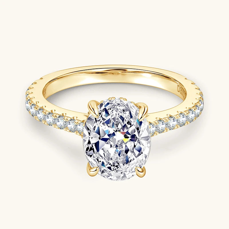 Anziw Real 3.0CT D Oval Moissanite Promise Ring for Women 925 Sliver Engagement Wedding Finger Jewelry GRA Certified Rings S925