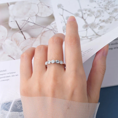 Anziw 925 Sterling Silver 3mm D-E Moissanite Rings for Women Fashion Five Stones Ring Daily Wear Finger Band Fine Jewelry Gifts