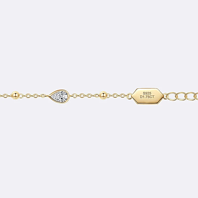 Anizw Teardrop Waterdrop Moissanite Bracelets for Women 925 Silver Certified Pear-shaped Cut Lab Diamond Hand Jewelry 2025 Trend