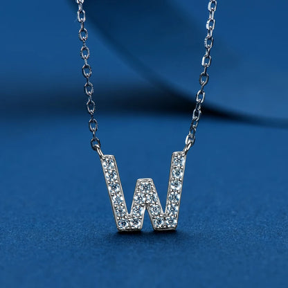 Anziw Initial Moissanite 26 Letter Pendant Necklace for Women Men Real Silver 925 Name Pendant Fine Jewelry Valentine's Day Gift
