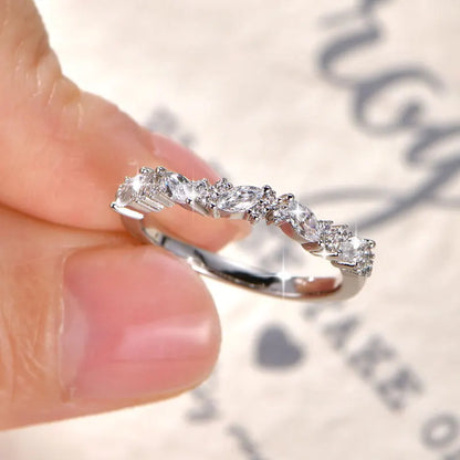 Anziw Stackable Half Eternity Band 2x4mm Cubic Zirconia Simulated Diamond Ring 14K Gold Filled Wedding Jewelry for Women Gift