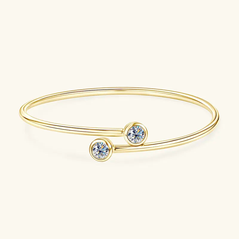 Anziw 0.5CT 5mm D Moissanite Opening Bangle Cuff for Women 925 Sterling Silver Bracelet Cuffs Bezel Lab Diamon 2025 New Jewelry