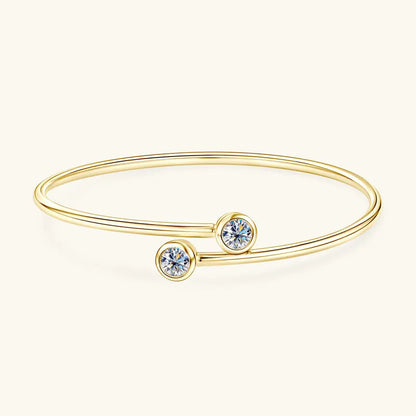 Anziw 0.5CT 5mm D Moissanite Opening Bangle Cuff for Women 925 Sterling Silver Bracelet Cuffs Bezel Lab Diamon 2025 New Jewelry