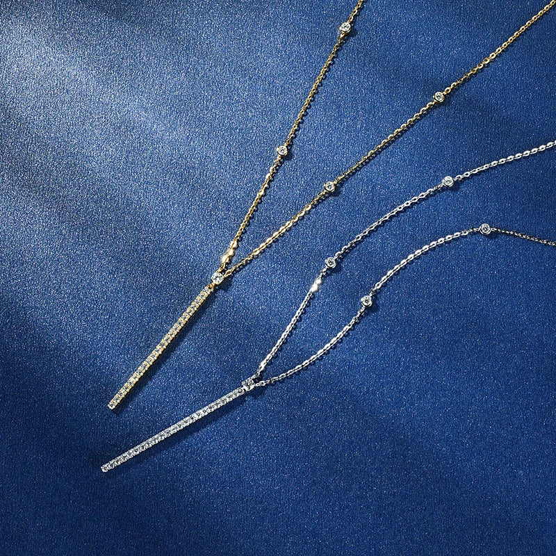 Anziw 40.5mm Long Bar Necklace 925 Silver D Color Moissanite Pendant Necklace for Women Fine Jewelry 2026 Trend Valentine Gifts