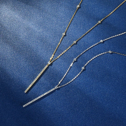Anziw 40.5mm Long Bar Necklace 925 Silver D Color Moissanite Pendant Necklace for Women Fine Jewelry 2026 Trend Valentine Gifts