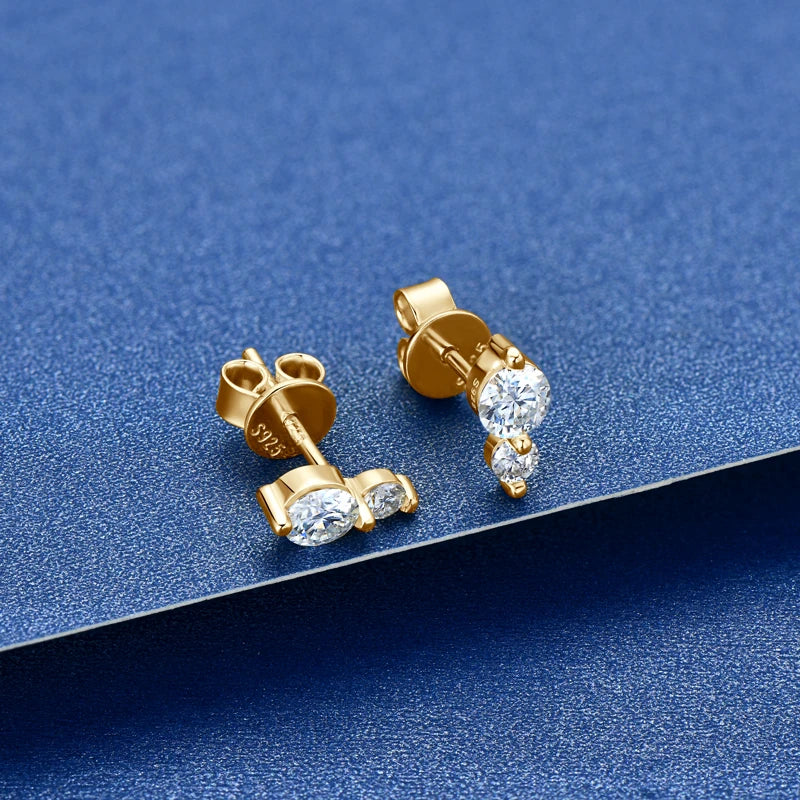 Anziw Cute Mini Moissanite Stud Earrings 100% Silver 925 Sterling Earrings Piercing Ear for Women Fine Jewelry with Certificate