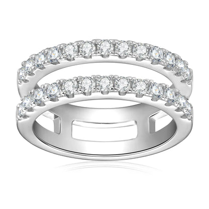 Anziw Luxury Full Moissanite Bands Double Row Wedding Rings Real 925 Sterling Silver Ring Enhancer For Women Jewelry Certificate
