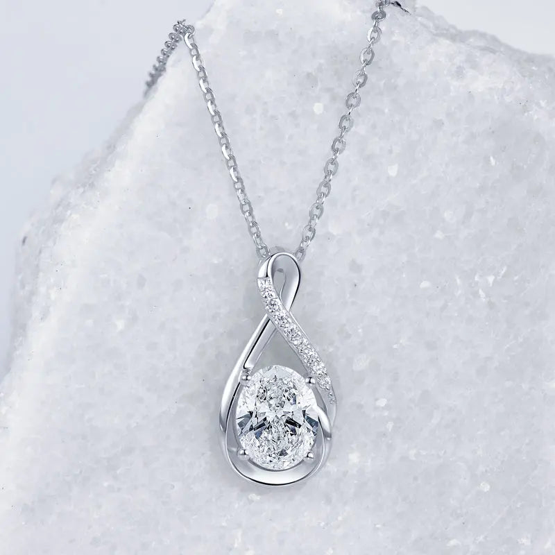 Oval Cut 3.0cttw D Moissanite Jewelry Set for Women 925 Silver 2ct Infinity Pendant Necklace 0.5ct Stud Earrings Sets 2025 Gifts