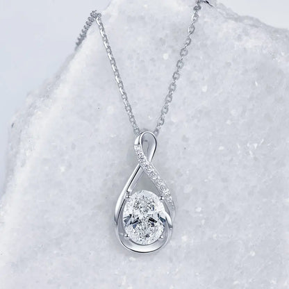 Oval Cut 3.0cttw D Moissanite Jewelry Set for Women 925 Silver 2ct Infinity Pendant Necklace 0.5ct Stud Earrings Sets 2025 Gifts