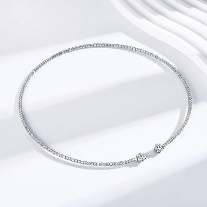 Anziw D1.60CT Heart Cut Moissanite Collar Open Tennis Necklace 925 Sterling Silver Choker for Women Fine Jewelry & Certificate