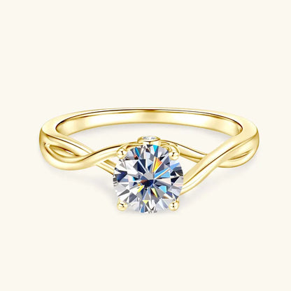 Anziw Vintage 1.0CT 6.5mm Moissanite Ring for Women Real 925 Silver 18k Gold Plated Twist Shank Finger Rings Wedding Engagement