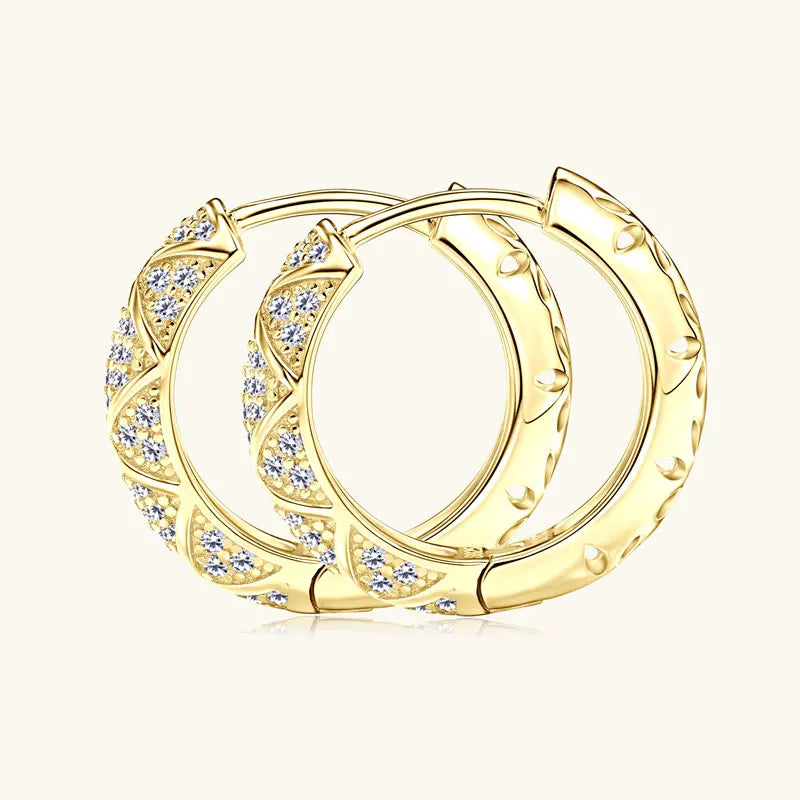 Anziw 2025 New Pave D Moissanite Hoop Huggies Earrings 925 Silver for Women S925 Trendy Fine Jewelry Certified lab Diamond Gift