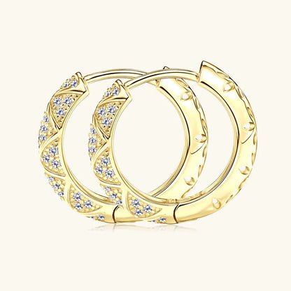Anziw 2025 New Pave D Moissanite Hoop Huggies Earrings 925 Silver for Women S925 Trendy Fine Jewelry Certified lab Diamond Gift