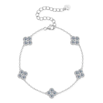 Anizw 2025 New 925 Silver Flower Clover Bracelet Moissanite 3mm for Women 18k Gold Plated Fine Jewelry Certified Lab Diamond D-E