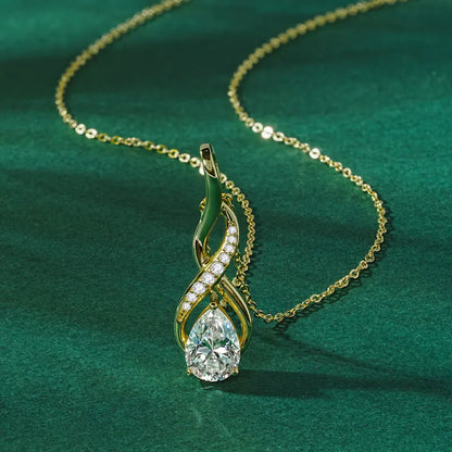 Anziw 7x10mm 2ct Pear Cut Moissanite Infinity Pendant Necklace for Women 925 Sterling Silver Adjustable Chain Fine Jewelry Gift
