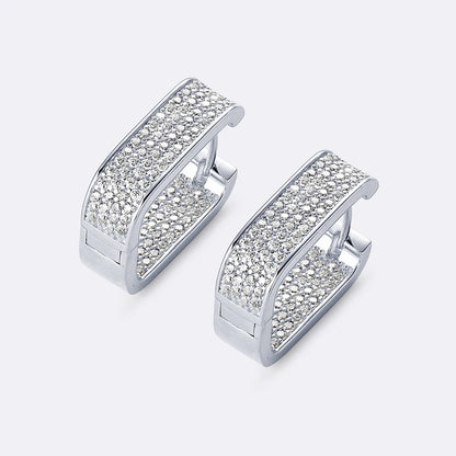 Original 100% 925 Silver Square Hoop Earrings Full Round Cut Moissanite Diamond Earrings Piercing Jewelry Birthday Party Wedding