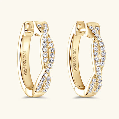 Anziw Infinity Eternity Earrings 925 Sterling Silver 1mm Moissanite Twisted Hoop Earrings for Women 2024 Jewelry New Trendy Gift