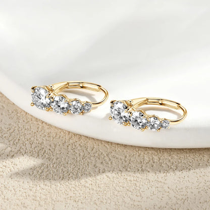 Anziw Luxury 1.86CTW 5mm Moissanite Drop Hoop Earrings for Women Real 925 Silver 4-stone Clip Earring Wedding Party Jewelry Gift