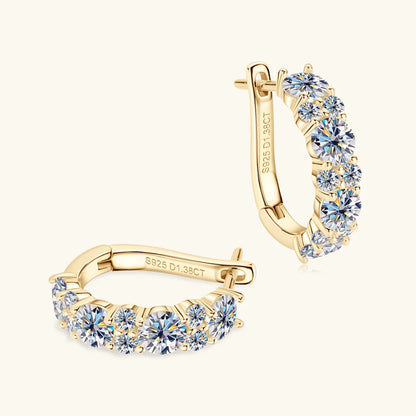 Anziw Sparking VVS1 Moissanite Earrings S925 Silver U Shape Hoop Earrings for Women Hot Sale Wedding Jewelry Certified 2.76CTTW.
