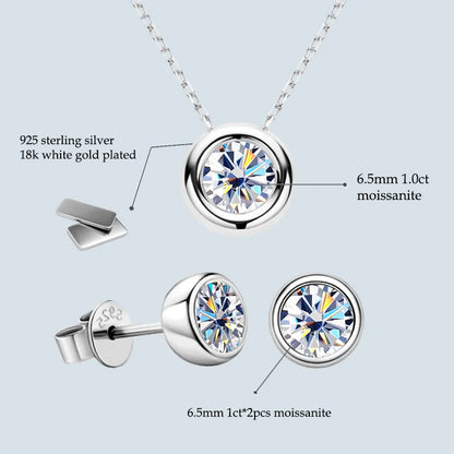 18K Gold Plated Jewelry Set 3.0ctw D Color Moissanite for Women Men Real 925 Silver Stud Earrings Pendant Necklace Free Shipping