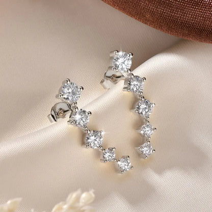 Anziw Real D Color 2.4CTTW. 4.5mm&4mm&3mm Moissanite Diamond Earrings Sparkling Smile Stud Earrings for Women Jewelry Party Gift