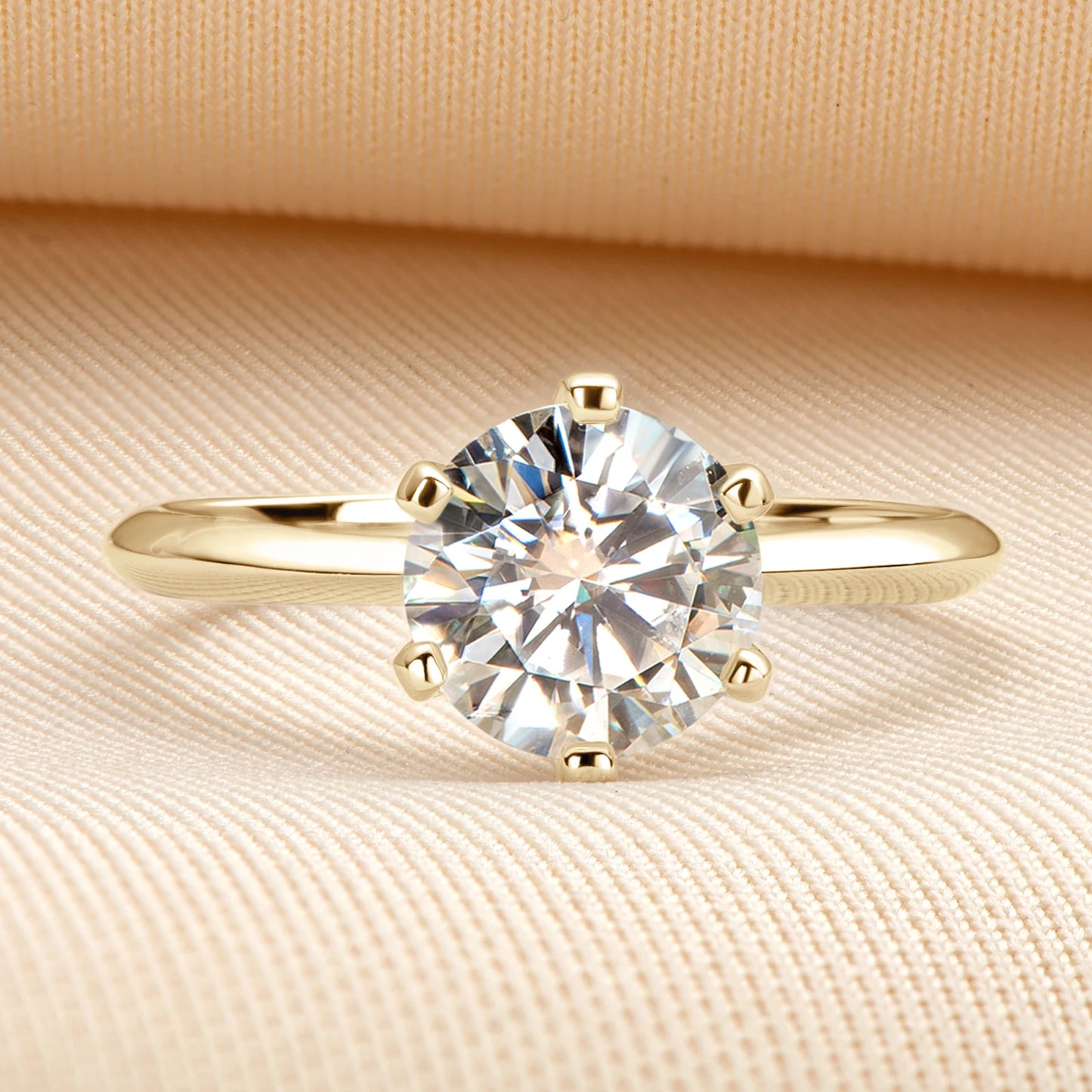 Anziw 0.5-3.0CT Moissanite Solitaire Ring Silver 925 14K Gold Plated Wedding Engagement Band For Women Jewelry with Certificate