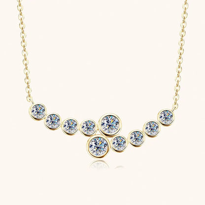 Anziw 4mm&3mm Bubble Moissanite Curved Pendant Necklace for Women 925 Silver Collar French Unique Jewelry 2025 Anniversary Gift