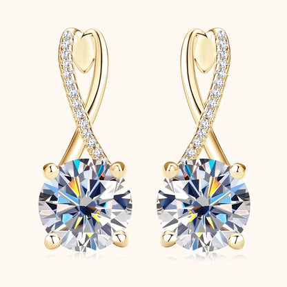 Anziw D2.0CT Moissanite Drop Huggie Earrings Real 925 Silver Women Gold Plated Hoops Infinite Earring Certified Wedding Jewelry