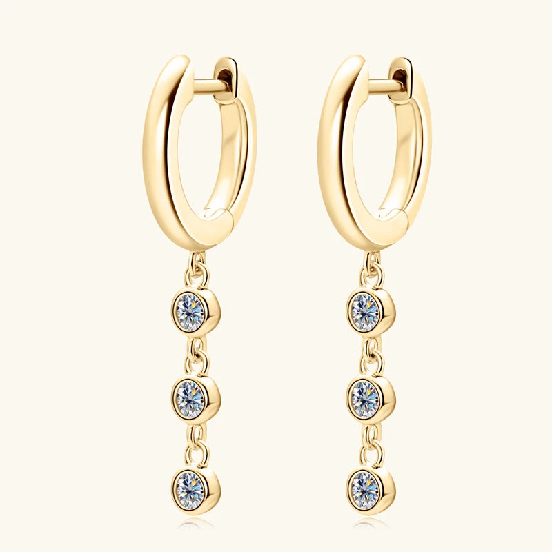 2023 Hoops Earring Moissanite Drop Long Hanging Earrings 925 Sterling Silver for Women Jewelry Created Diamond 2.5mm(0.06ct)
